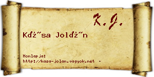 Kása Jolán névjegykártya